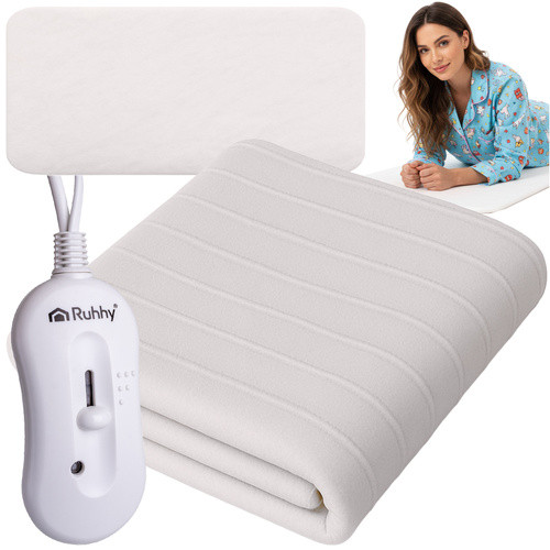 Patura electrica cu 3 trepte de incalzire, telecomanda, 65 W, oprire automata, cablu 150 cm, alba - imagine 9